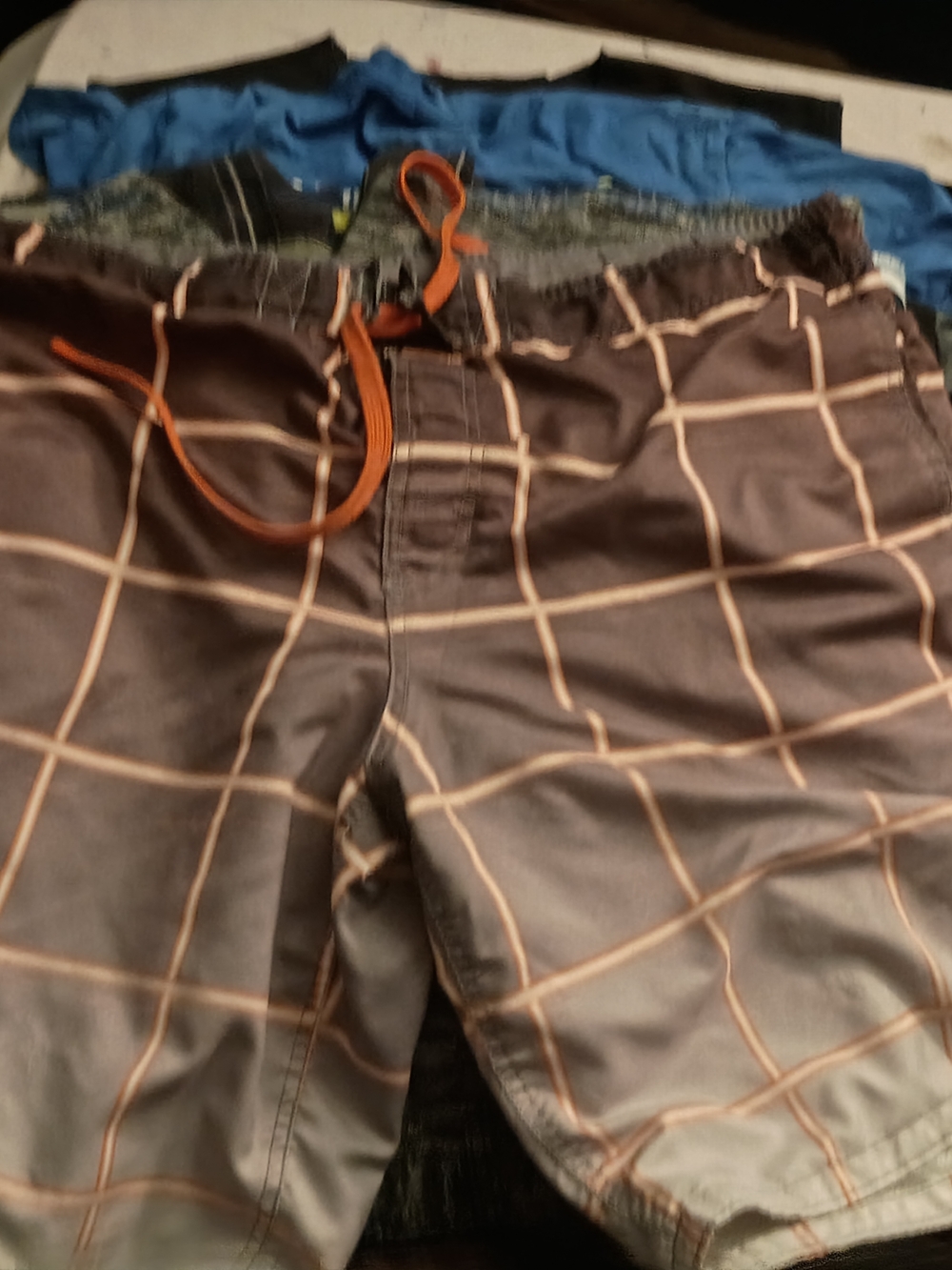 OP Men’s Brown and Orange Grid Swim Trunks